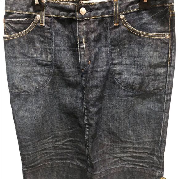 Paper Denim & Cloth Dark Wash Distressed Jean Skirt women's size 29 - Picture 1 of 10